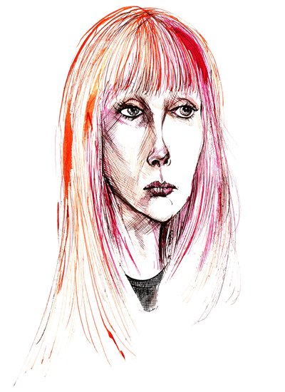 Sylvie Guillem - ritratto a inchiostro a colori da Neale Osborne